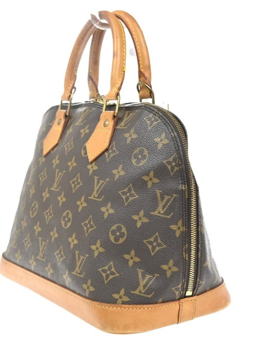 LOUIS VUITTON LV Logo Alma Hand Bag Monogram Leather Brown France M51130 73MA512 - Picture 3 of 15
